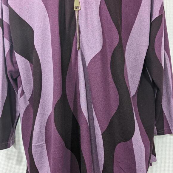 NWT! ZIM & ZOE! PLUM WAVE PURPLE, LAVENDER ZIPPER FRONT TUNIC SWEATER! SZ 30/32 - Picture 4 of 9